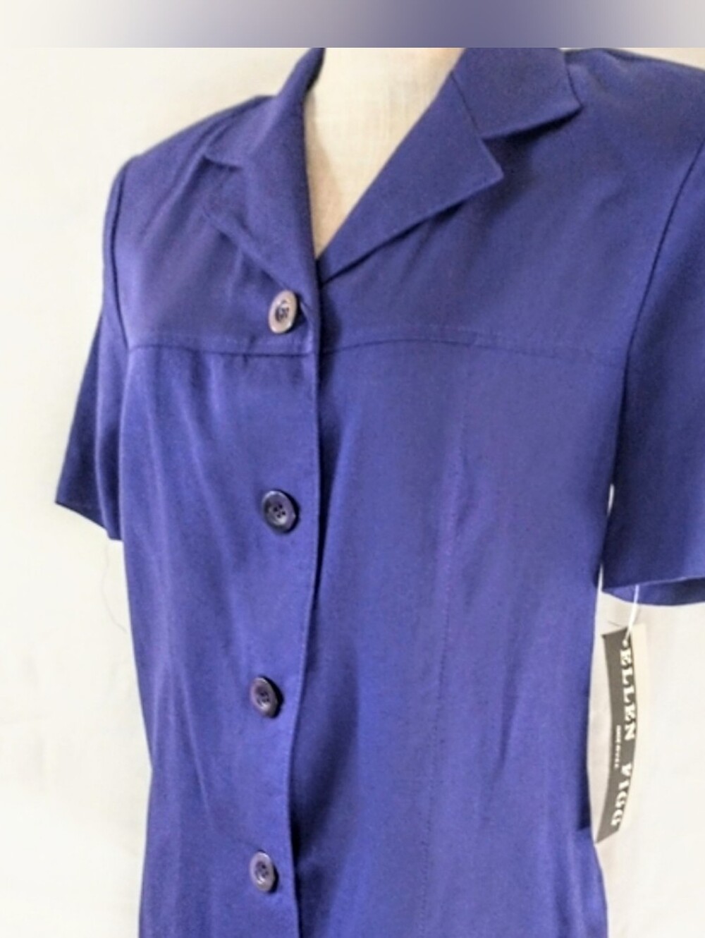 Ellen Figg 90s Blouse w/ Original Tags - Button Front - Bright Periwinkle Color